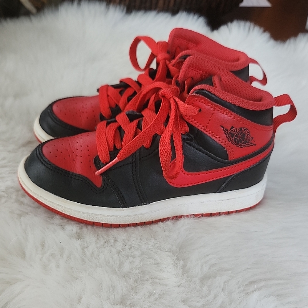 Nike Air Jordan 1 Mid Red and Black Sneakers, 11C